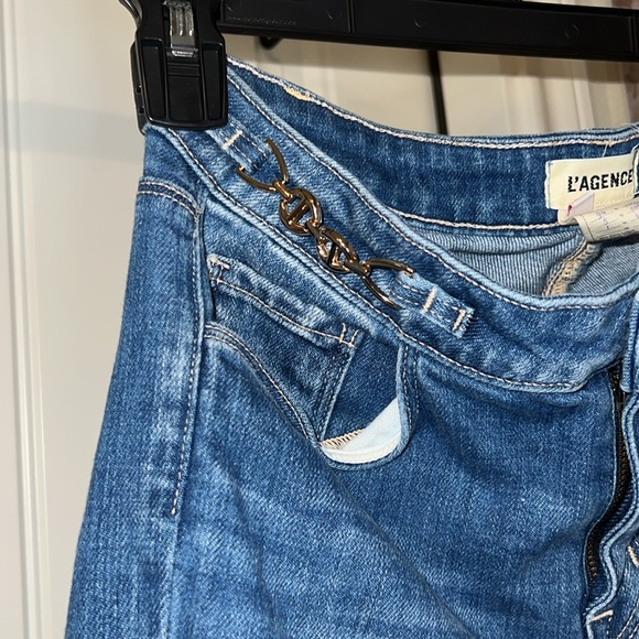 L'AGENCE Ruth High Rise Straight Gold Chain Jeans in Century - Picture 7 of 9